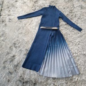 Miyake Style Pleated Sweater Knit Dress